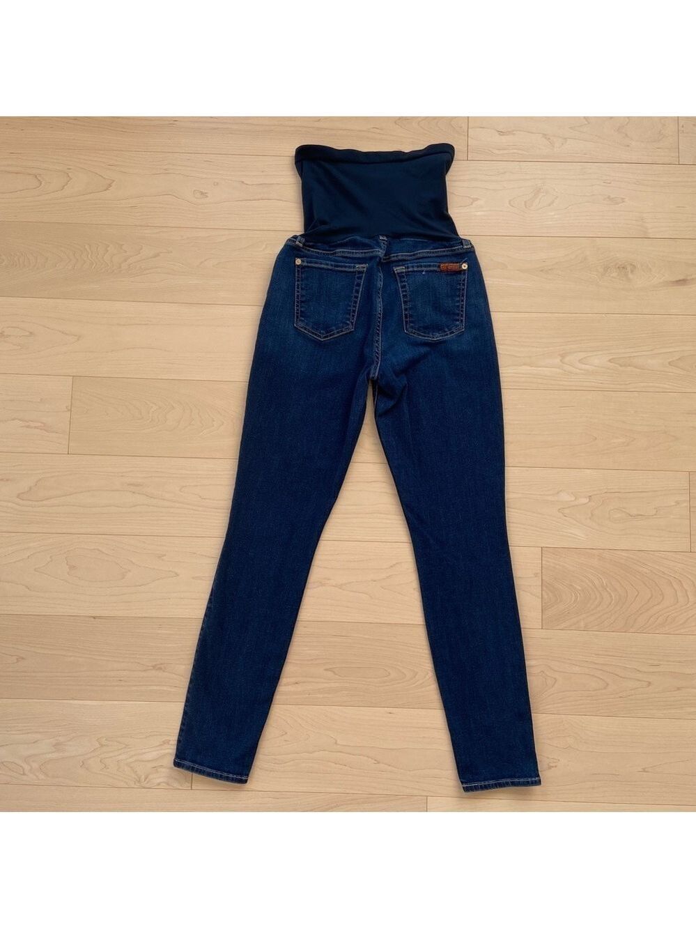 7 FAMK maternity jeans Secret fit belly style dark blue stretchy denim size 26 - Picture 2 of 14